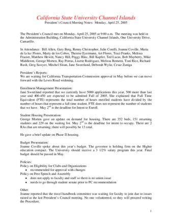 California State University Channel Islands: President's Council Meeting Notes: Monday, April 25, 2005 thumbnail