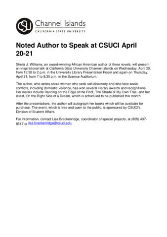 Noted Author to Speak at CSUCI April 20-21 thumbnail