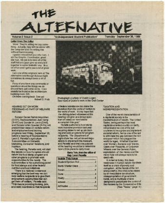 The Alternative, volume 2, issue 2, September 30, 1986 thumbnail