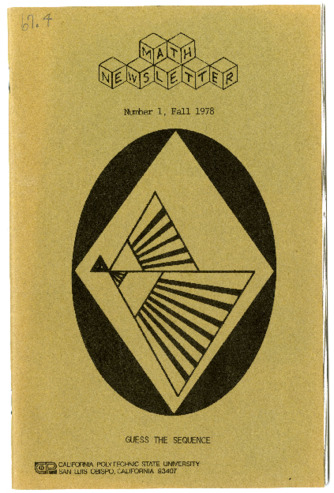 Math department newsletter, number 1, Fall 1978 thumbnail