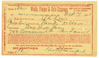 Money transfer from Ah Louis to Tony [Jack?] [Jun?], October 7, 1891 thumbnail