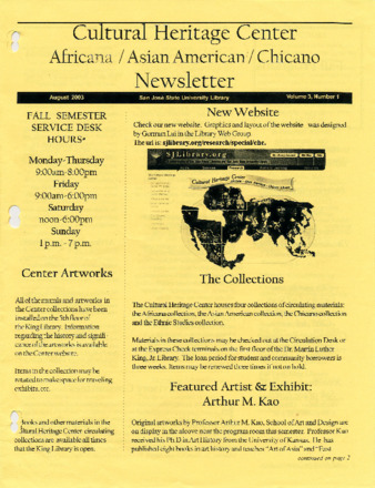 Cultural Heritage Center Newsletter, 2003-08 thumbnail