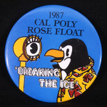 Cal Poly Rose Float commemorative button, 1987 thumbnail