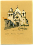 Carmel Mission, Carmel, Calif., colored pencil sketch, undated thumbnail