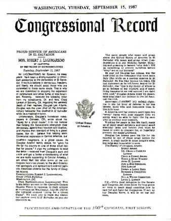 Congressional Record - Proud Service of Americans in El Salvador thumbnail