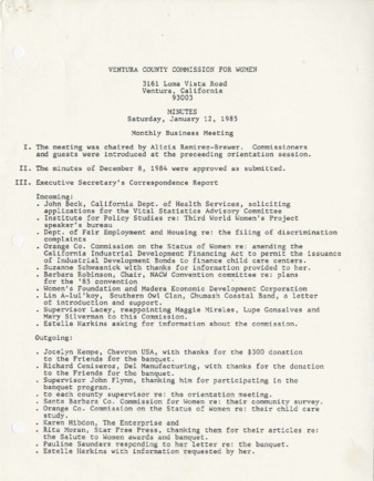 Minutes January 12, 1985 thumbnail