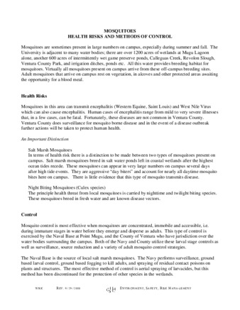 Mosquitoes: Health Risks and Methods of Control thumbnail
