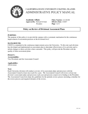 AA.04.004 - Policy on Review of Divisional Assessment Plans thumbnail
