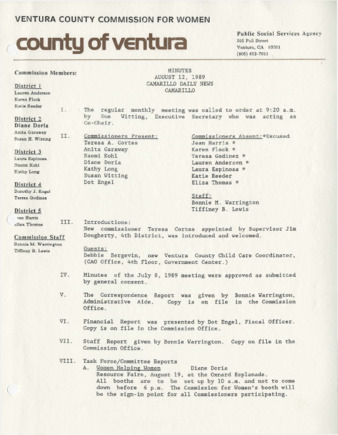 Minutes August 12, 1989 thumbnail