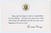 Birthday card from Ronald Reagan to Julia Kennely, 1982 thumbnail