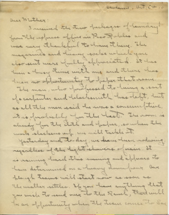 Letter from Howard V. Jack to mother thumbnail