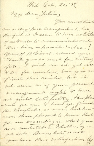 Letter from Lucy Le Brun to Julia Morgan, 1897 thumbnail