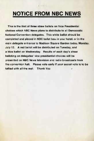 Democratic National Convention Vice Presidential Straw Ballot thumbnail