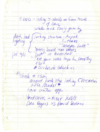 Handwritten notes for Michele Serros thumbnail