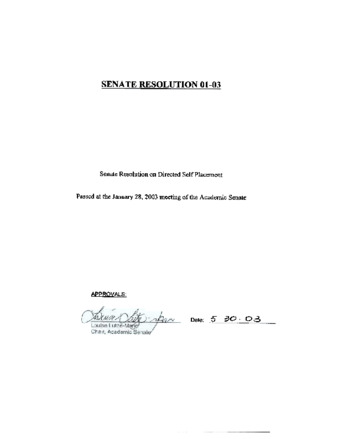 SR 03-01 Senate Resolution on Directed Self Placement thumbnail