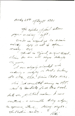 Diary entry by Patricia Whiting, October 26, 1971 thumbnail
