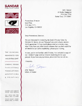 Letter to the Promotions Director at Lalo Press thumbnail