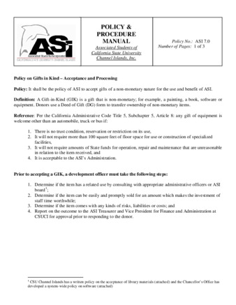 2006 ASI Policy - Gifts in Kind thumbnail