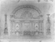 Architectural drawing of ornate building fa?ade by H.P. Wittaton thumbnail