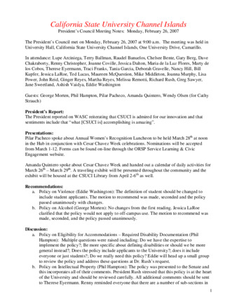 California State University Channel Islands: President's Council Meeting Notes: Monday February 26, 2007 thumbnail