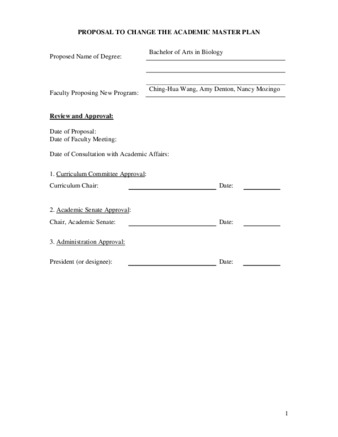 SP 04-17 Proposal to Change the Academic Master Plan - Bachelor of Arts in Biology - Short Form thumbnail