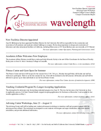 CSUCI Wavelength 2003_06_20-07_03 thumbnail