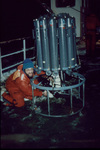 CTD with water bottle Rosette drying off (de-icing) sensor with hairdryer thumbnail