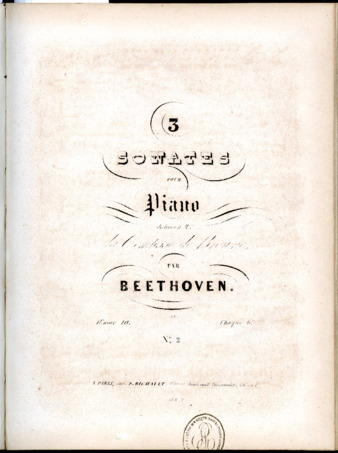 3 sonates pour piano dédiées à Mme. la Comtesse de Browne, par Beethoven ... Oeuvre 10 ... No. [2] thumbnail
