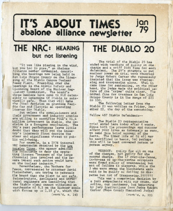 It's About Times: Abalone Alliance Newsletter, January 1979 thumbnail