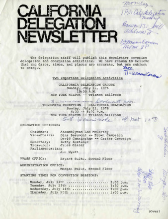 California Delegation Newsletter 1976 thumbnail