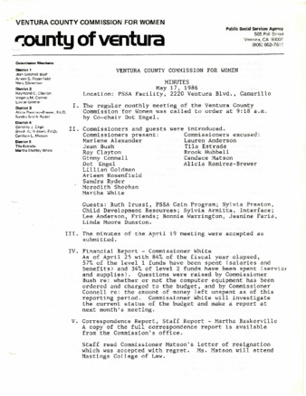 Minutes May 17, 1986 thumbnail