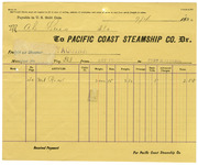 [Freight bill from the Pacific Coast Steamship Company to Ah Louis] thumbnail