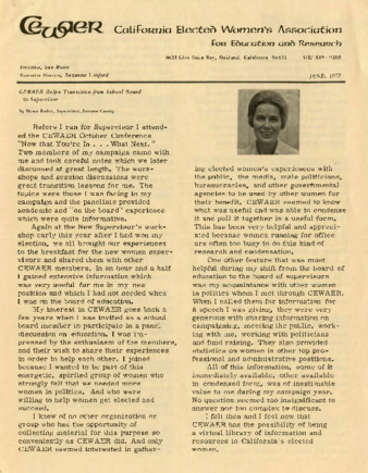 California Elected Women's Association for Education and Research Newsletter thumbnail