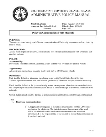 SA.07.008 - Policy on Communication with Students (Supersedes SA.07.005) thumbnail