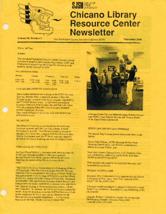Chicano Library Resource Center Newsletter, 2000-09 thumbnail