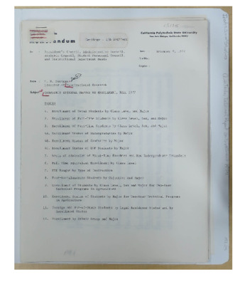 Quarterly internal report on enrollment, Fall 1977 thumbnail