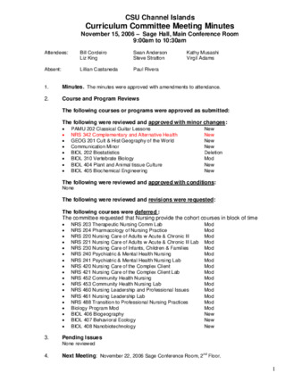 Curriculum Committee Meeting Minutes for November 15, 2006 thumbnail