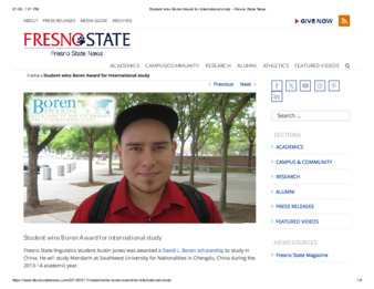 Student wins Boren Award for international study thumbnail