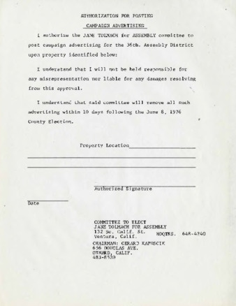 Authorization for Posting Campaign Advertising thumbnail