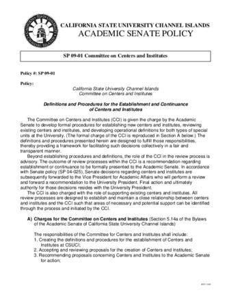 SP 09-01 Committee on Centers and Institutes thumbnail