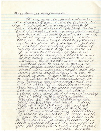 Letter from Sandra Fuentes thumbnail