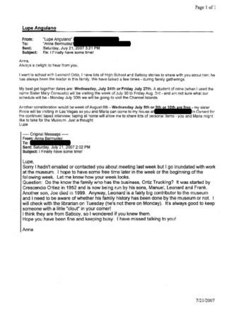 Email from Lupe Anguiano to Anna Bermudez regarding Meeting about Leonard Ortiz thumbnail