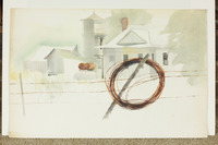 Barb Wire Coil And White Farmhouse thumbnail