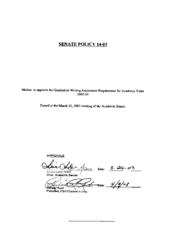 SP 14-03 Graduation Writing Assessment Requirement for Academic Years 2002-04 thumbnail