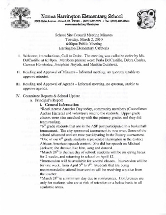 Harrington School English Learner Advisory Committee Meeting Minutes thumbnail