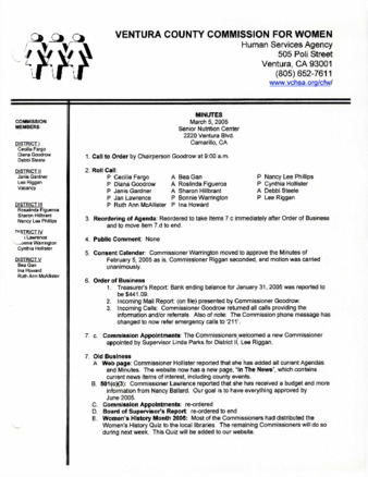 Minutes March 5, 2005 thumbnail