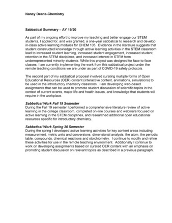 Nancy Deans Sabbatical Report AY 2019/2020 thumbnail