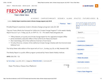 Maddy Report examines state's climate change program July 26-28 thumbnail