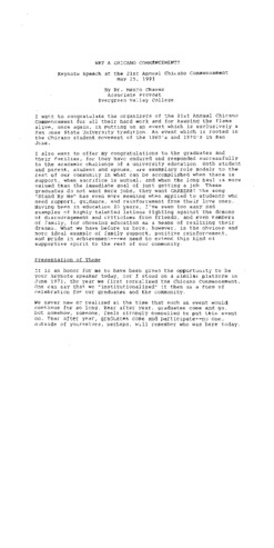 "Why a Chicano Commencement?" by Dr. Mauro Chavez, 1991 thumbnail