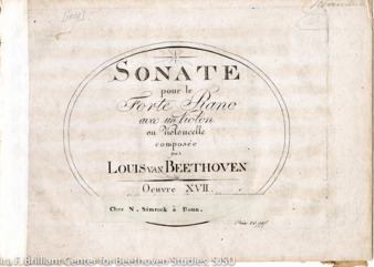 Sonata for horn and piano, op. 17, published by Bureau de musique thumbnail